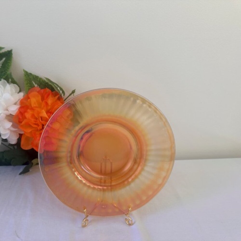 Vintage Imperial Glass Marigold Carnival Glass Plate Iridescent Orange Gold‎